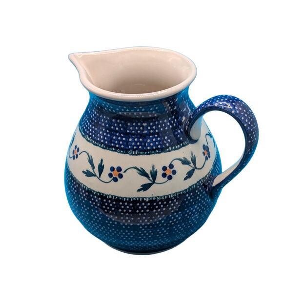 Polish Pottery Manufaktura Boleslawiec Milk Pitcher Authentic Vintage Handmade - Picture 2 of 8